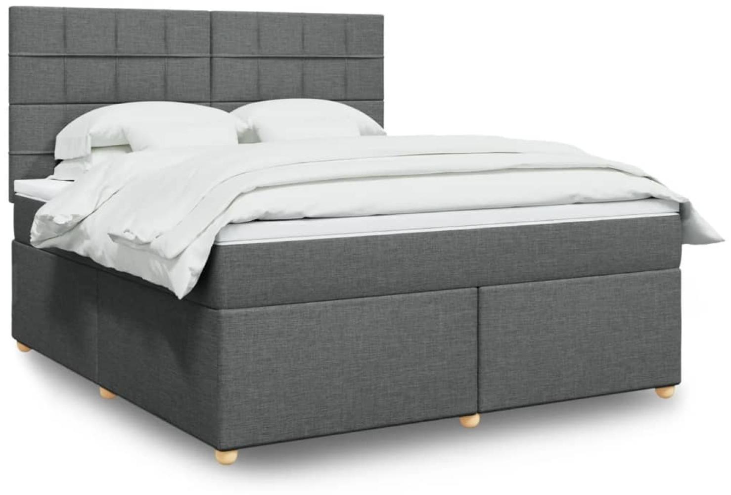 vidaXL Boxspringbett mit Matratze Dunkelgrau 180x200 cm Stoff 3291360 Bild 1