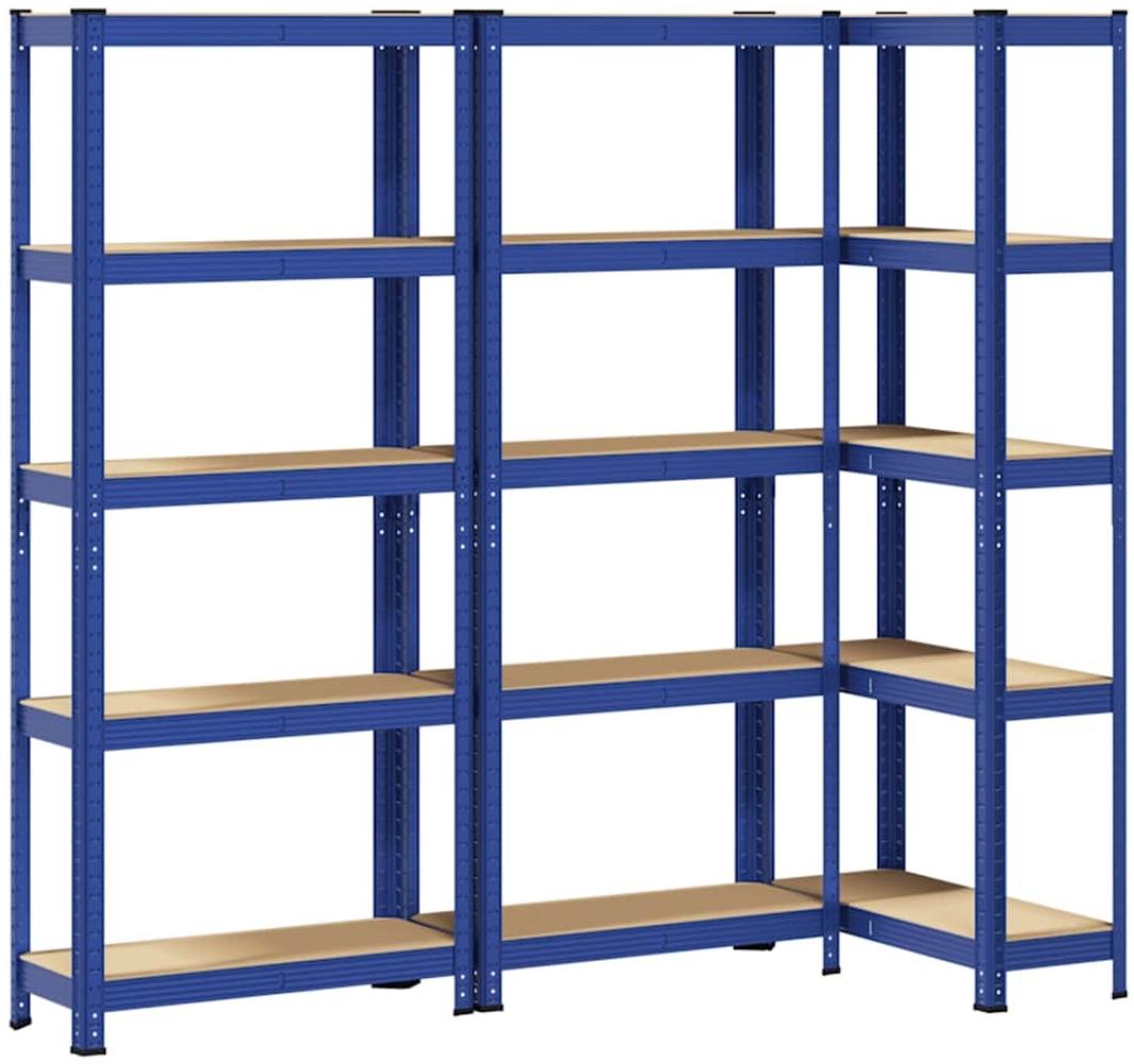 vidaXL Lagerregale mit 5 Böden 3 Stk. Blau Stahl & Holzwerkstoff 4016941 Bild 1