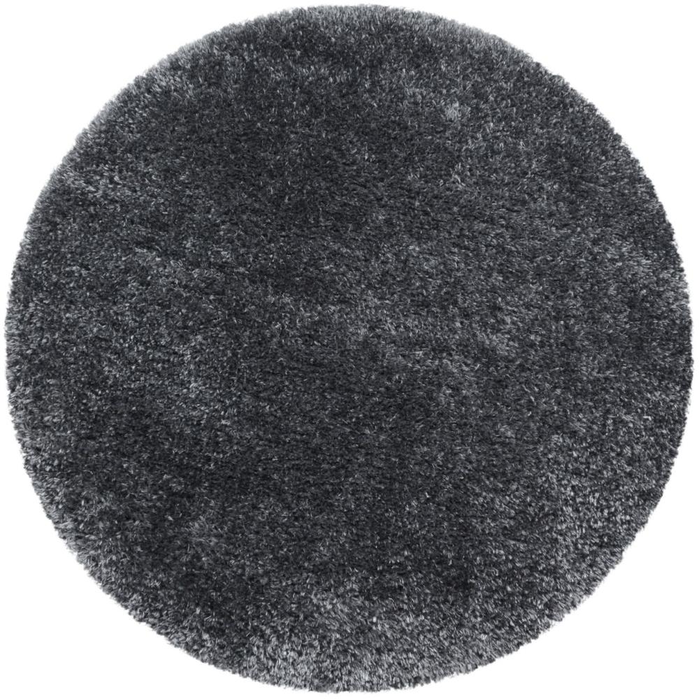 Hochflor Teppich Baquoa rund - 120 cm Durchmesser - Grau Bild 1
