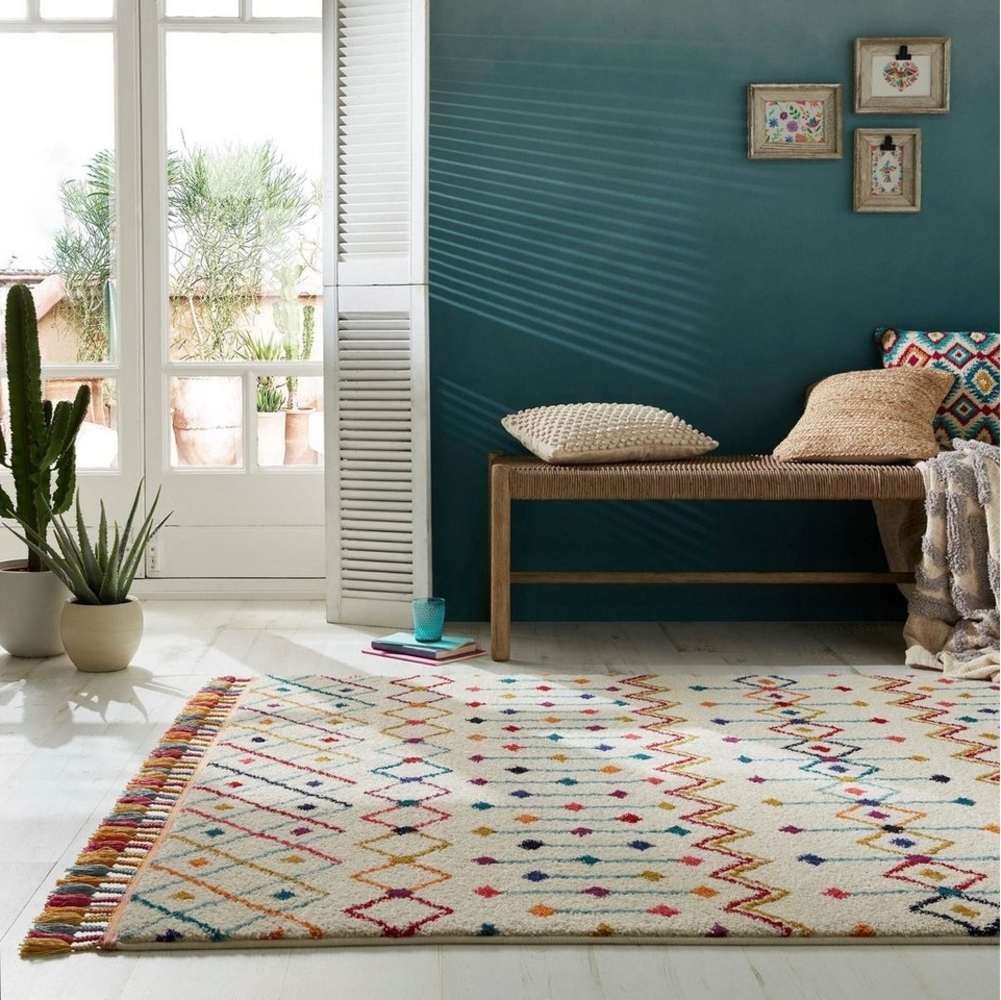 FLAIR RUGS Teppich PRAIRIE, rechteckig, Höhe: 20 mm, mit Fransen und verspieltem Design Bild 1