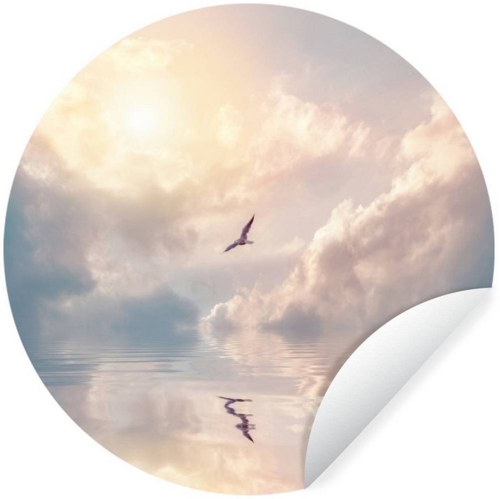 MuchoWow Wandsticker Vogel - Meer - Sonne (1 St), Wandtattoo Selbstklebend, Wohnzimmer Deko Aufkleber, 30x30 cm Bild 1