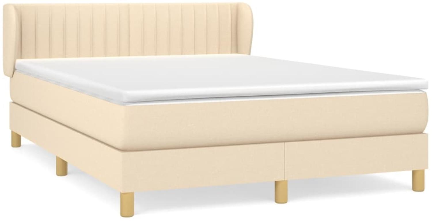 Doppelbett, Polsterbett mit Matratze Stoff Creme 140x200 cm Bild 1