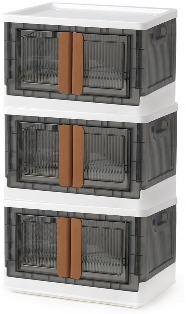 CALIYO Aufbewahrungsbox Stapelbare Aufbewahrungsbehälter und Doppeltüren mit Rollen (Stapelbar und beweglich), Sichtbare Türen und zwei Öffnungsmöglichkeiten Bild 1