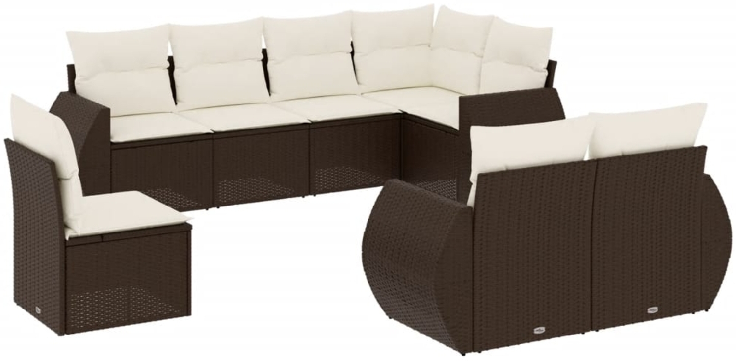 vidaXL 8-tlg. Garten-Sofagarnitur mit Kissen Braun Poly Rattan 3221642 Bild 1