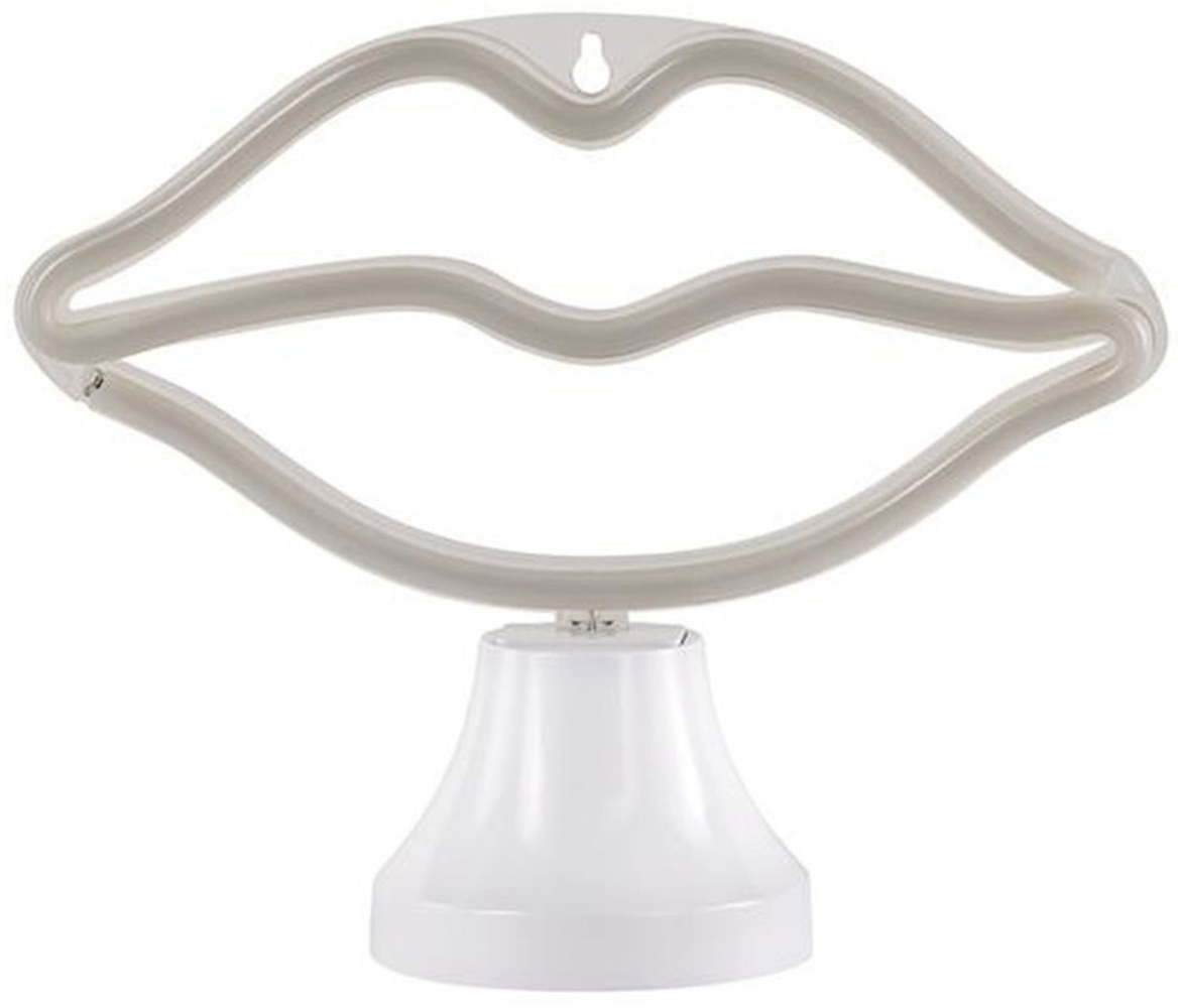 LED Tischleuchte, Silikon, Kussmund, pink, USB, L 45 cm Bild 1