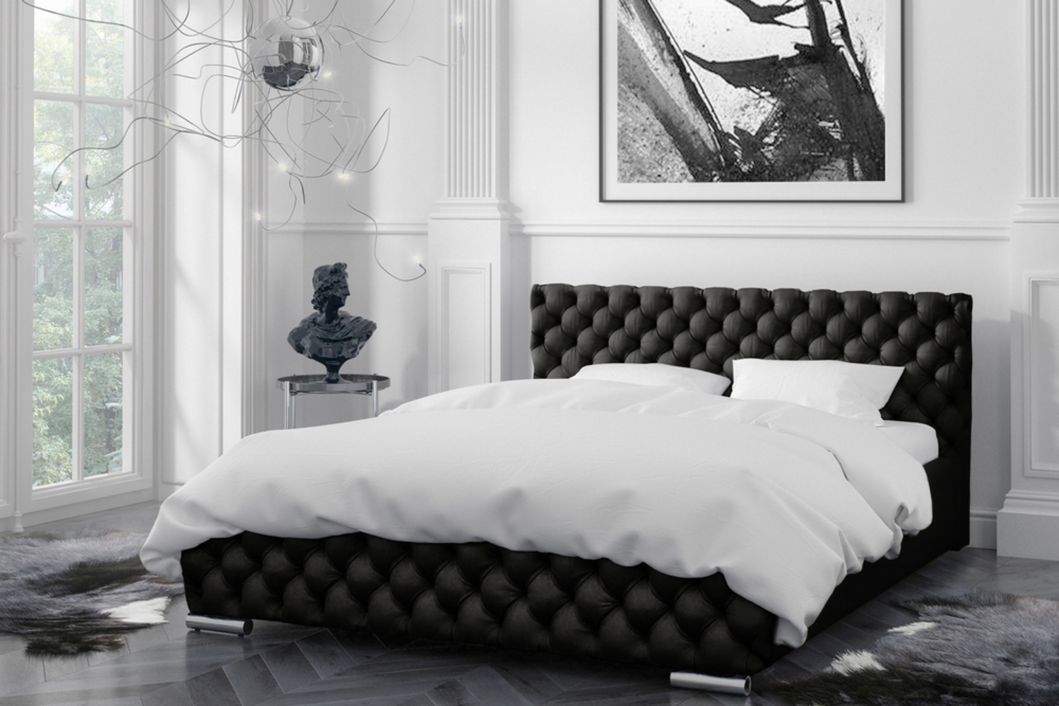 99rooms Alameda Polsterbett Kunstleder SOFT Schwarz 120x200 cm ohne Bettkasten Bild 1