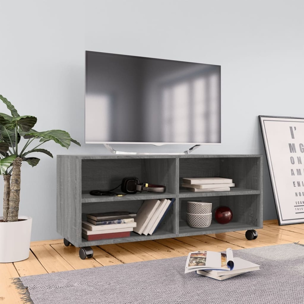 vidaXL TV-Schrank mit Rollen Grau Sonoma 90x35x35 cm Holzwerkstoff 815259 Bild 1