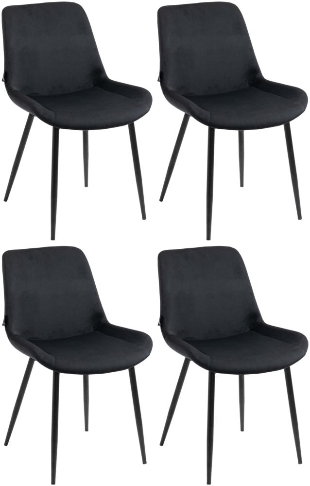 DELUKE® 4er Set Esszimmerstühle WIKIL Samt - 80 x 51 x 60 cm, schwarz, Samt Metall matt schwarz Gestell Stühle Esszimmerstühle Stuhl Esszimmer Esstisch Stühle Küchenstuhl Bild 1