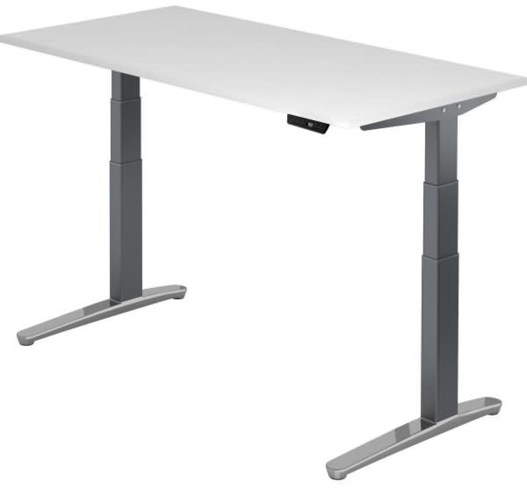 'XBHM16' Sitz-Steh-Schreibtisch elektrisch 160x80 cm Weiß Graphit, poliert Bild 1