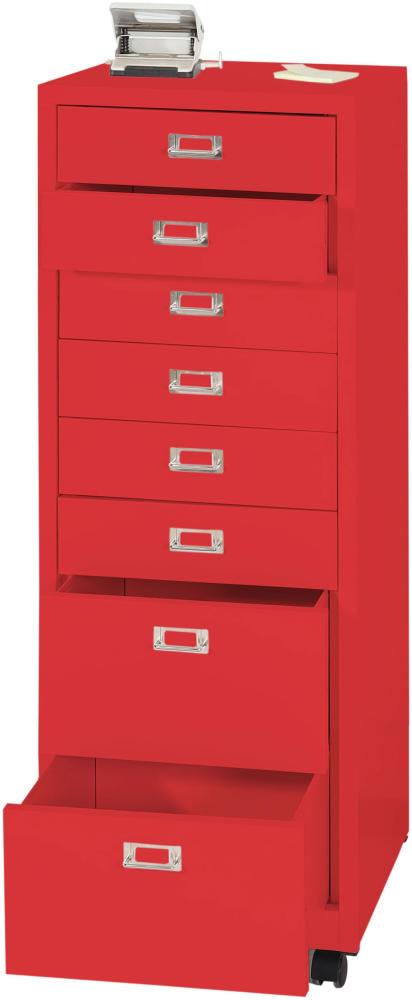 Rollcontainer HWC-L49, Schubladenschrank Stahlschrank Aktenschrank, Metall 115x40x41cm 8 Schubladen ~ rot Bild 1