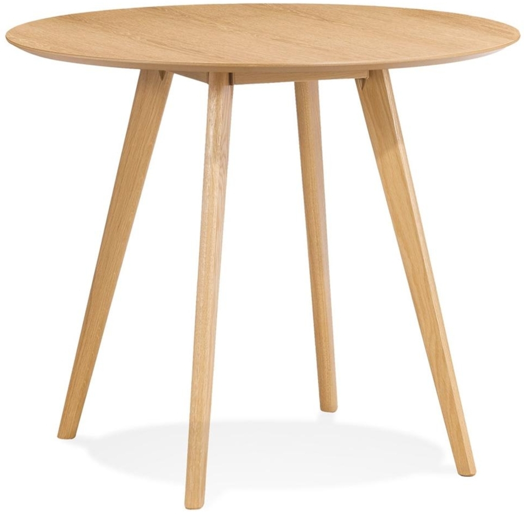 Kadima Design Runder Skandinavischer Tisch aus Eiche, ø 90 cm, bis zu 5 Personen. Beige Bild 1