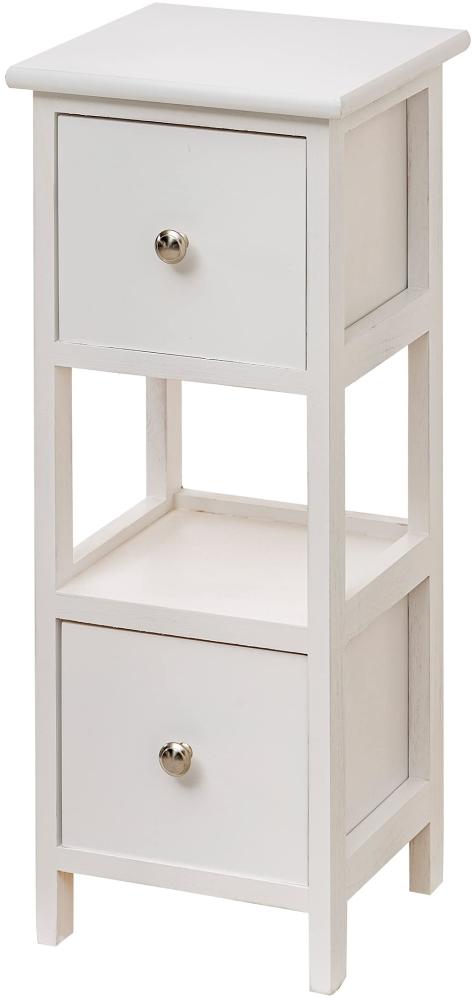 Baroni Home Nachttisch, Wohnzimmer- Schlafzimmerschrank, Badezimmer, Mehrzweckschrank, mit 2 Schubladen und 1 Regal, Weiß, Maße: 25x25x16 cm Bild 1