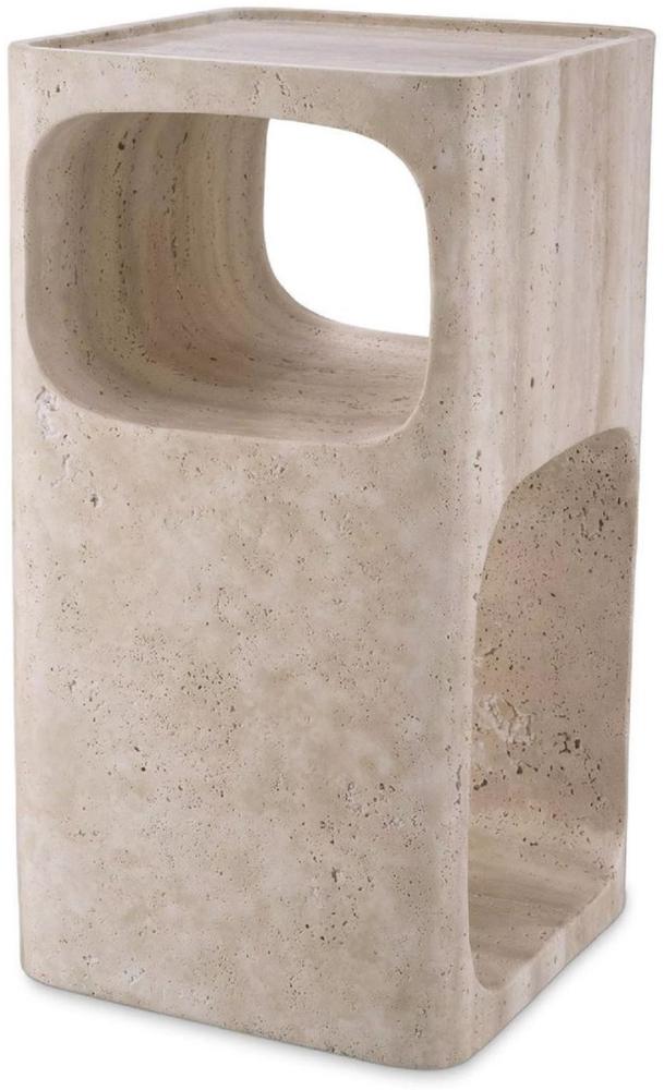 Casa Padrino Luxus Travertin Beistelltisch Beige 30,5 x 30,5 x H. 56,5 cm - Naturstein Beistelltisch - Wohnzimmer Möbel - Hotel Möbel - Travertin Möbel - Luxus Möbel - Luxus Einrichtung Bild 1