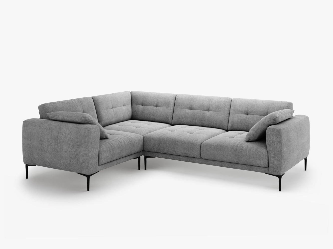 Micadoni Ecksofa Bemy 4-Sitzer Links Strukturierter Stoff Grau Bild 1
