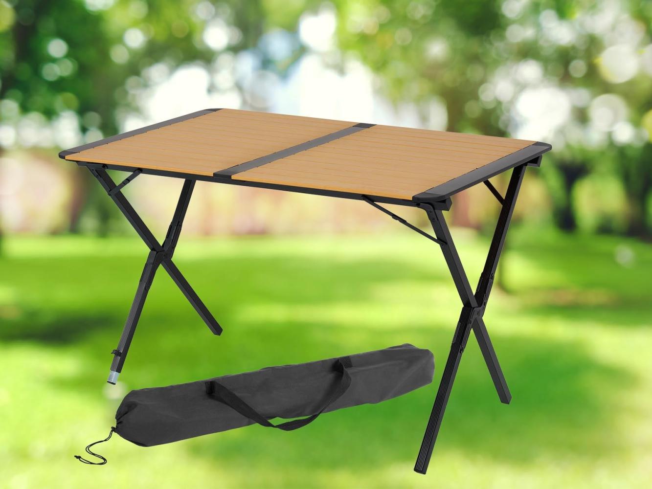 ALU Campingtisch INDIANA klappbar Bambusoptik, 110x70 cm Bild 1