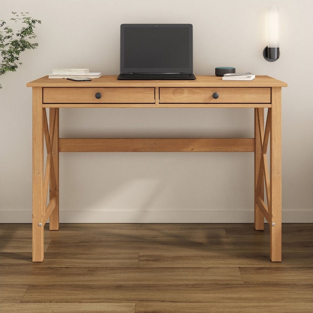 IDIMEX Schreibtisch ADRIAN, Bürotisch mit 2 Schubladen aus Massivholz, Computertisch Landhaus Bild 1