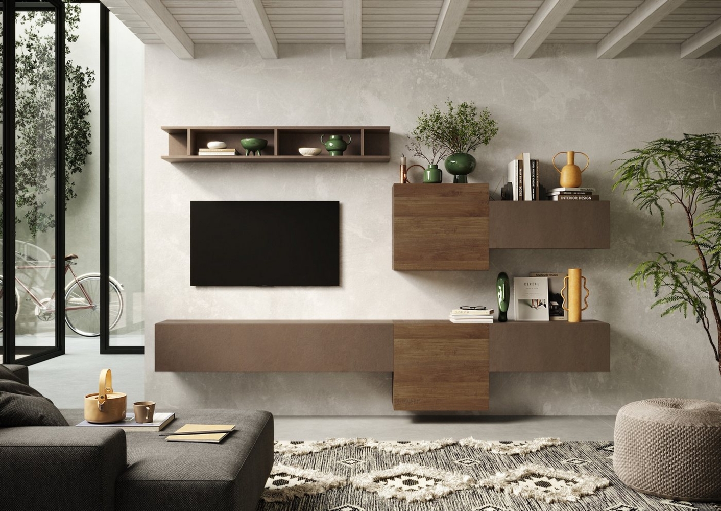 INOSIGN Wohnwand Infinity, 6tlg. Breite 262 cm, Höhe variabel, Schrankwand, Anbauwand, (Lowboard hängend, 2x Hängeschrank, 2x Hängewürfel, Wandregal) Bild 1