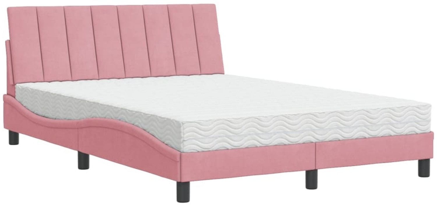 vidaXL Bett mit Matratze "Hanko" Rosa 120x200 cm Samt 3208591 Bild 1