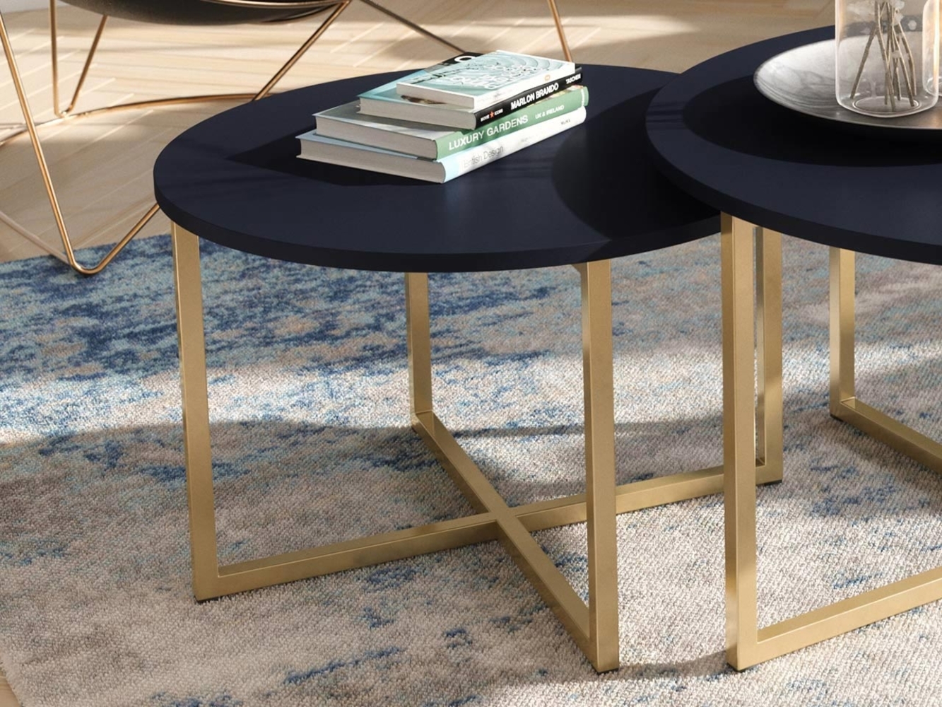 Couchtisch Pranav 60, Marineblau/Gold Bild 1