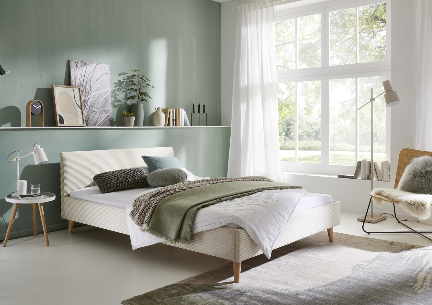 Polsterbett >Wicki< Liegefläche 140x200cm, grau, Stellmaß: 145x76x208cm (BxHxT) Bild 1