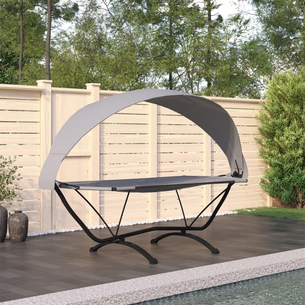 vidaXL Outdoor-Loungebett mit Dach Grau Stahl und Oxford-Stoff 317600 Bild 1