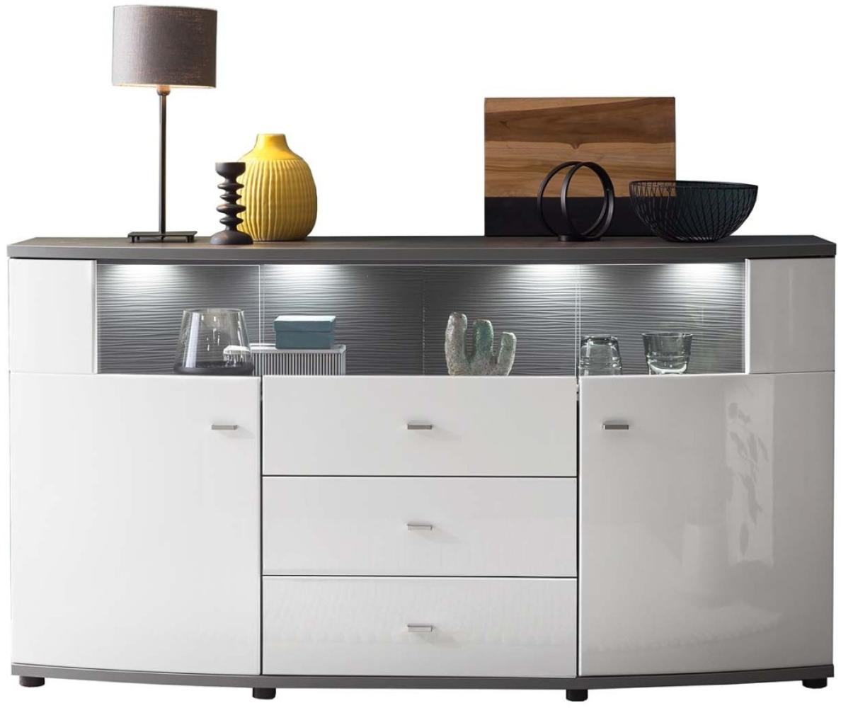 Sideboard Trendy - Weiß Hochglanz / Anthrazit Bild 1