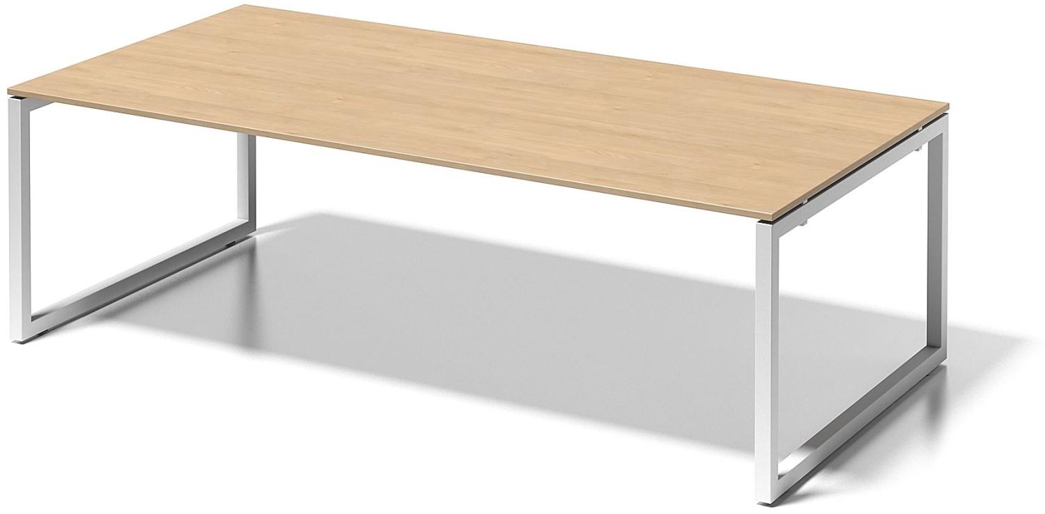 Cito Chefarbeitsplatz/Konferenztisch, 740 mm höhenfixes O-Gestell, H 19 x B 2400 x T 1200 mm, Dekor ahorn, Gestell verkehrsweiß Bild 1