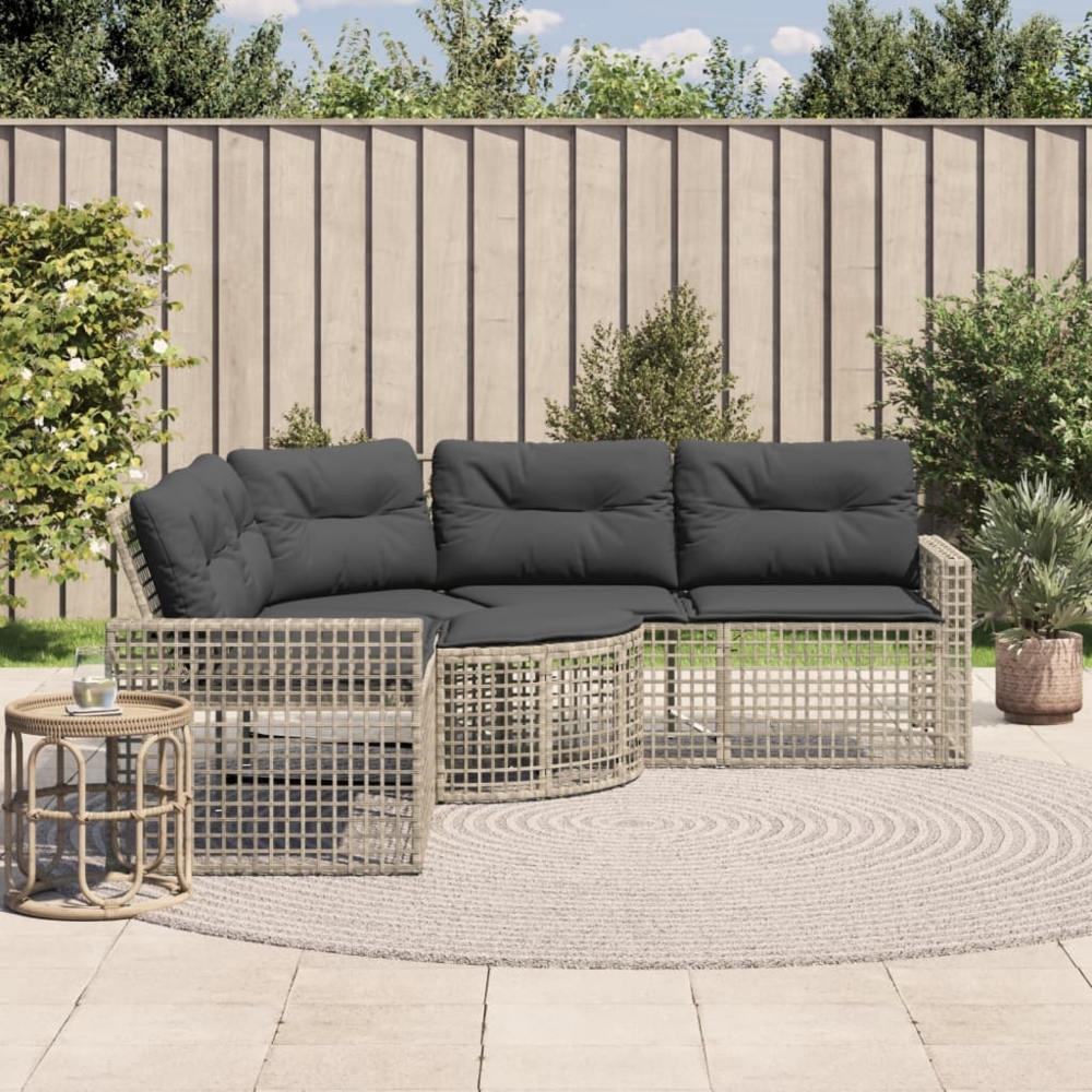 vidaXL Gartensofa in L-Form mit Kissen und Fußbank Hellgrau Polyrattan 365898 Bild 1