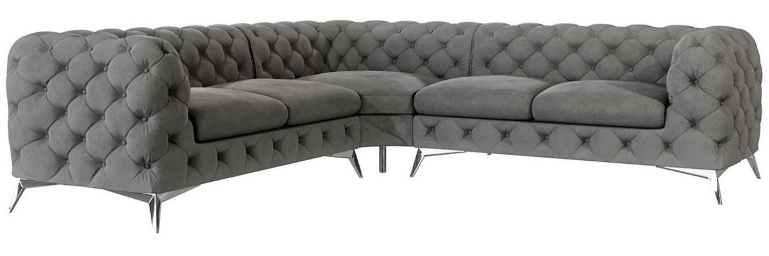 S-Style Möbel Ecksofa Chesterfield Kalina mit Silber Metall Füßen, mit Wellenfederung Bild 1