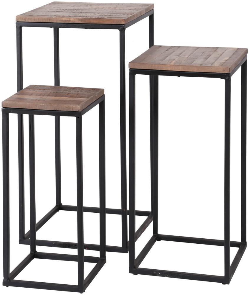 Ashley Beistelltisch Industrial 3er-Set Teakholz Bild 1