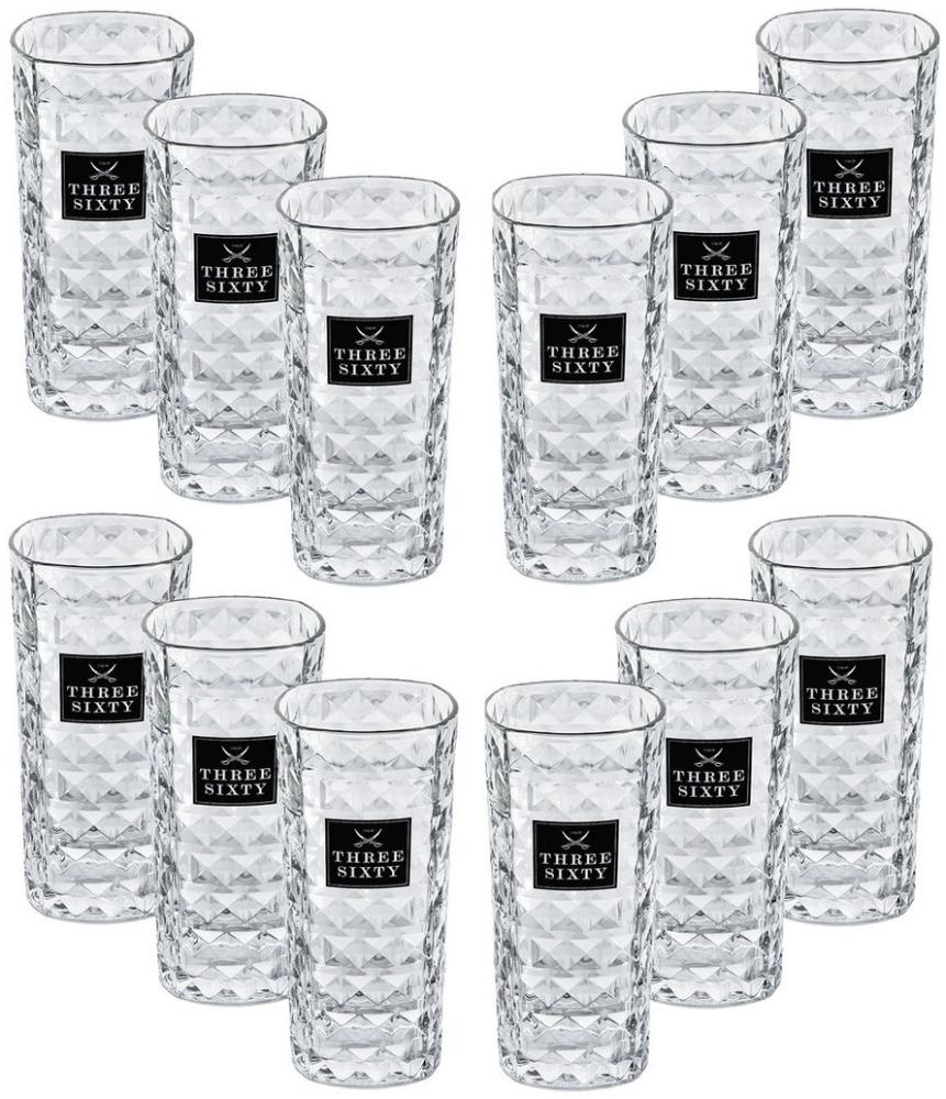 Three Sixty Vodka Glas Gläser-Set - 12x Longdrink-Gläser eckig Bild 1