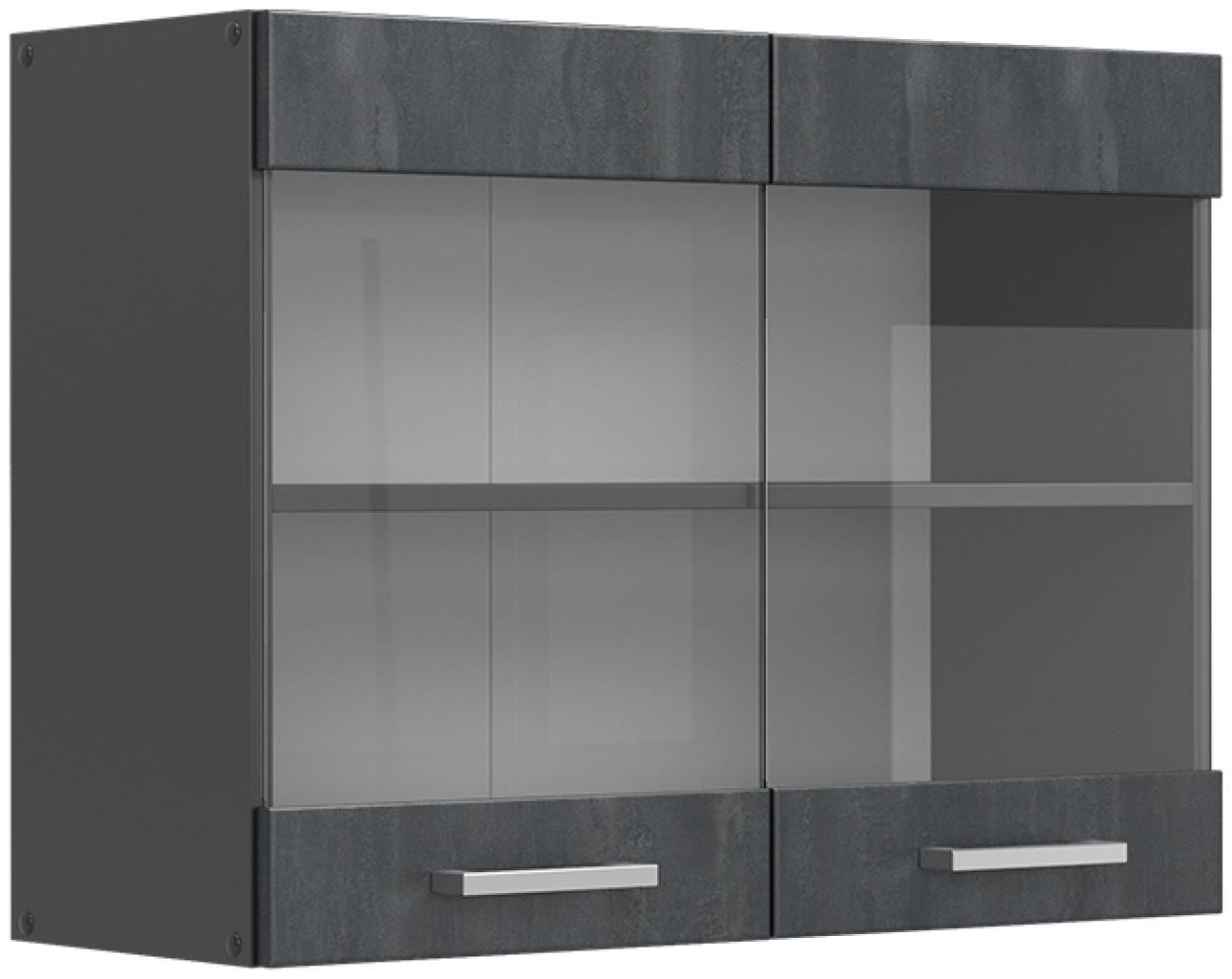 Vicco Hängeglasschrank R-Line Schwarz Beton Anthrazit 80 cm Bild 1