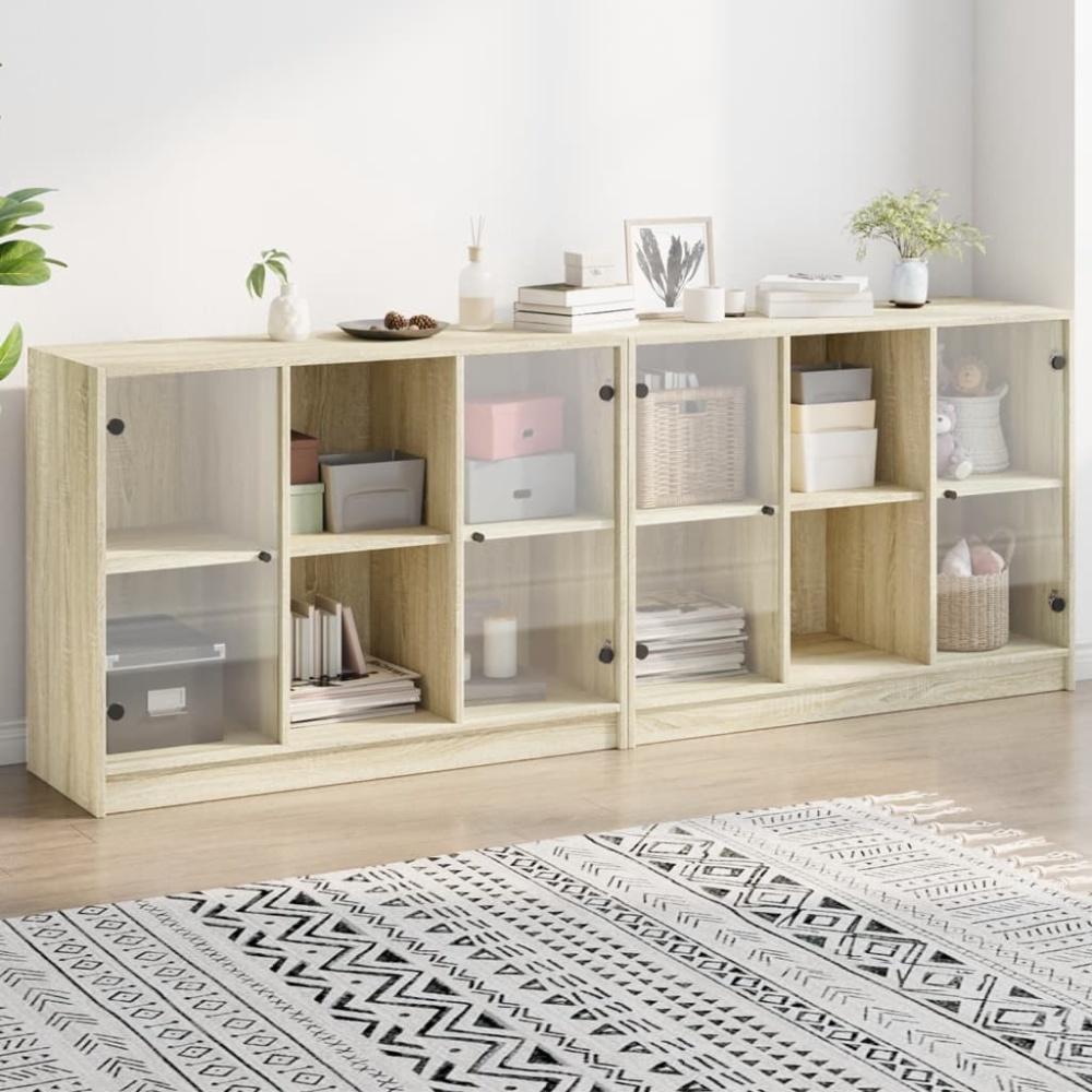 vidaXL Bücherschrank mit Türen Sonoma-Eiche 204x37x75 cm Holzwerkstoff Bild 1