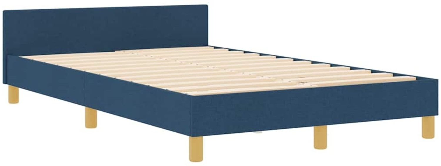 vidaXL Bettgestell mit Kopfteil Blau 120 x 190 cm Stoff 3344794 Bild 1