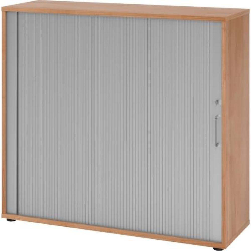 mcbuero. de Rollladenschrank 3OH BxTxH 120x40x110cm Griff BS Nussbaum/S Bild 1