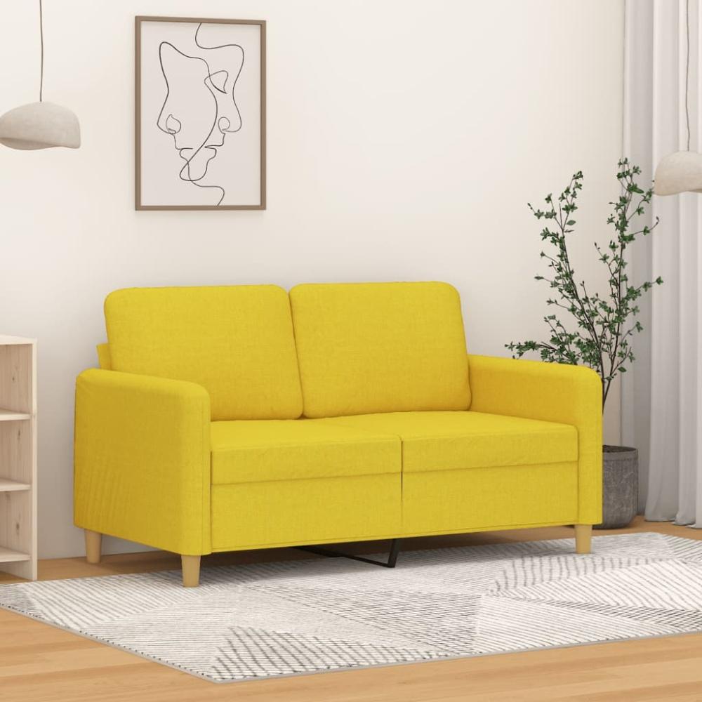 vidaXL 2-Sitzer-Sofa Hellgelb 120 cm Stoff Bild 1