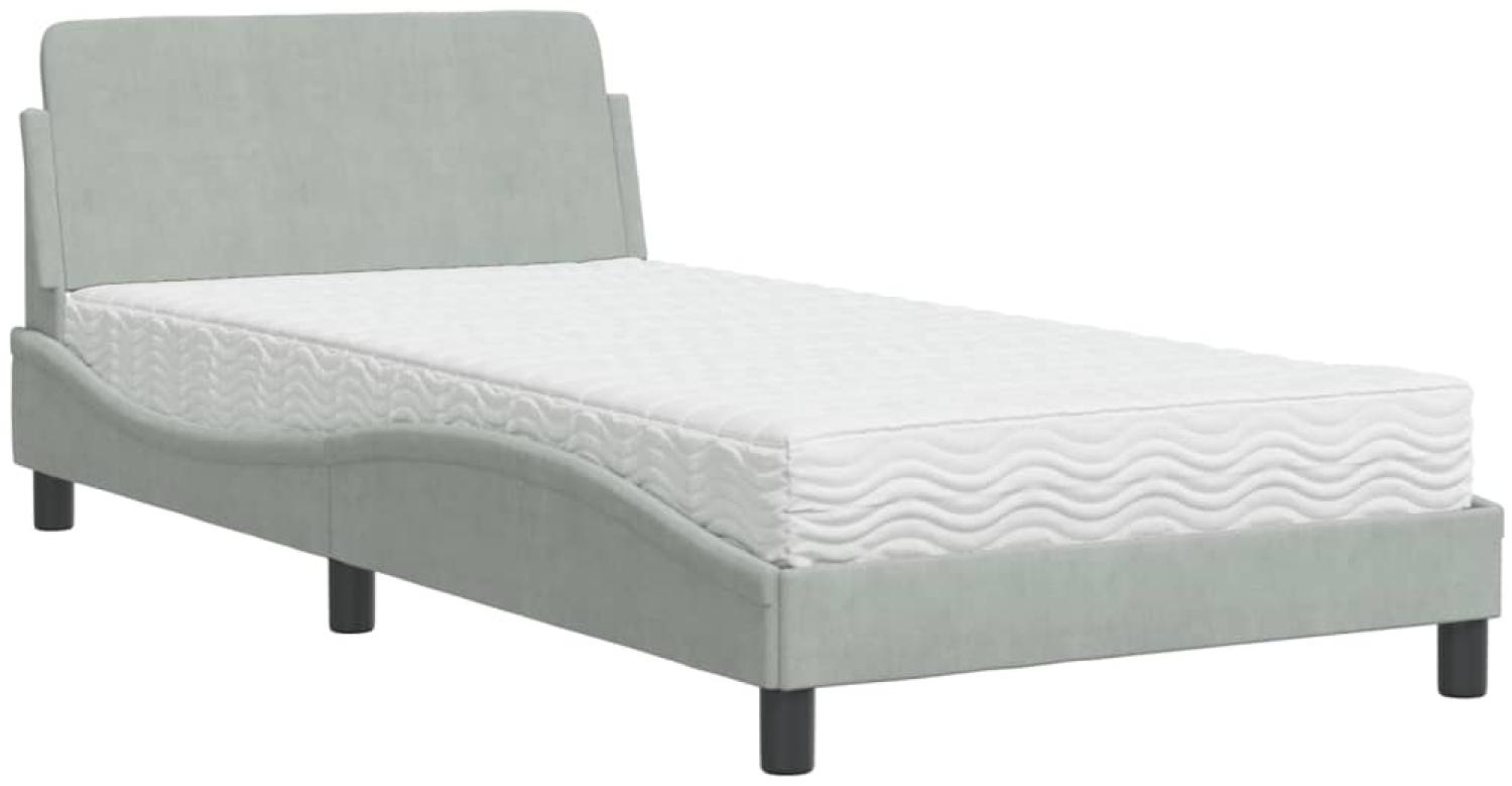 vidaXL Bett mit Matratze "Dover" Hellgrau 100x200 cm Samt 3208351 Bild 1