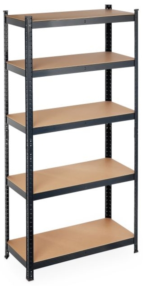 Relaxdays Schwerlastregal, Stahl / MDF / Kunststoff schwarz, 5 Ebenen Bild 1