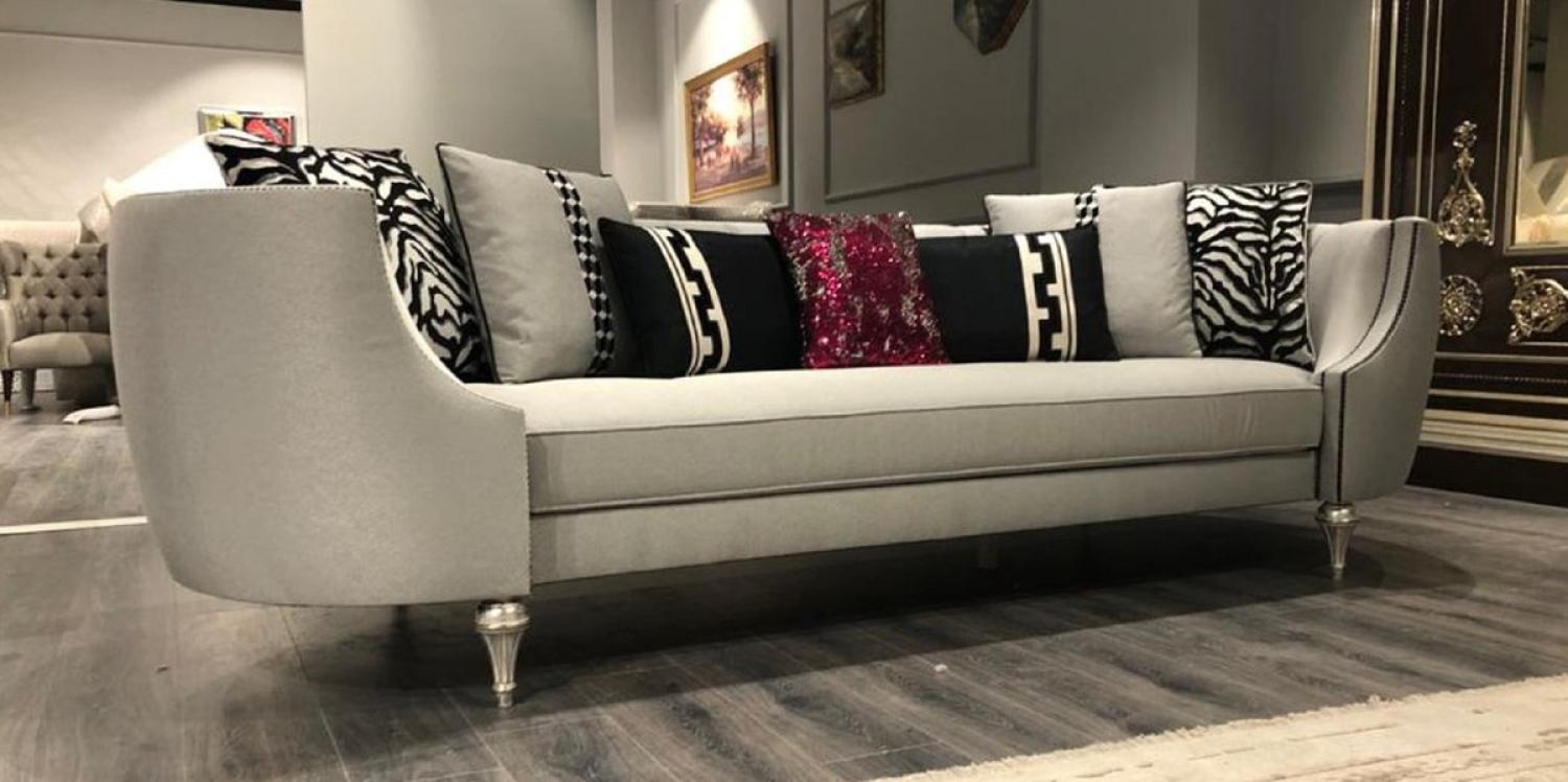 Casa Padrino Luxus Barock Sofa Silber / Antik Silber - Handgefertigtes Wohnzimmer Sofa Bild 1