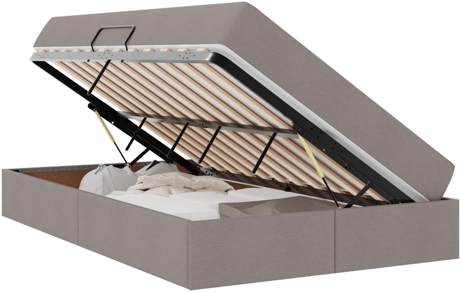 vidaXL Aufbewahrungsbett mit Matratze Taupe 120x200 cm Polyester 3399655 Bild 1