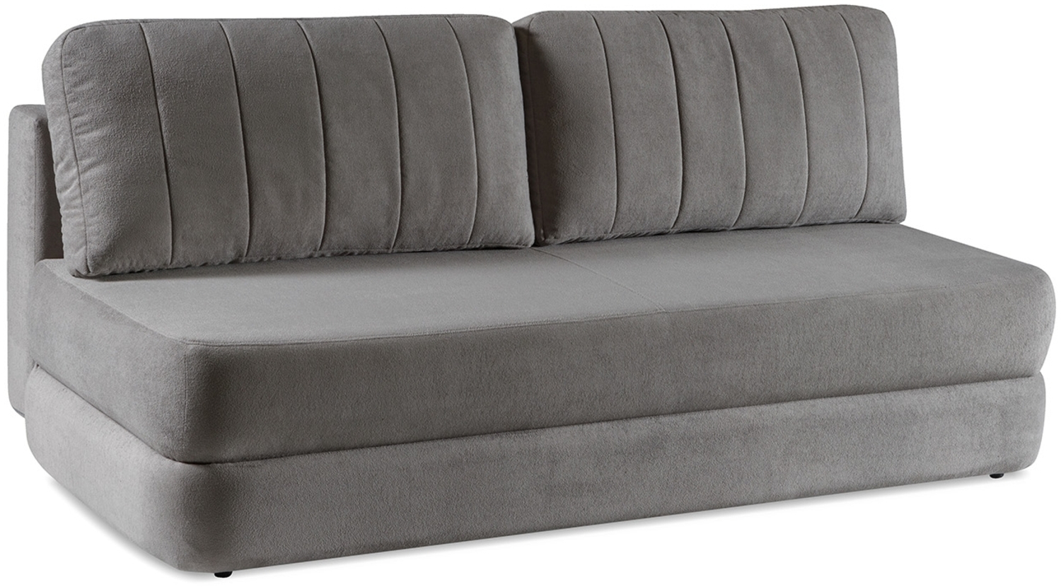 MEBLINI Sofa mit Schlaffunktion – ORBIS – 211x103x93cm – Grau Plüsch – Schlafcouch Ausziehbar - Schlafsofa mit Bettkasten - Sofabett - Couch mit Schlaffunktion – Klappsofa Bild 1