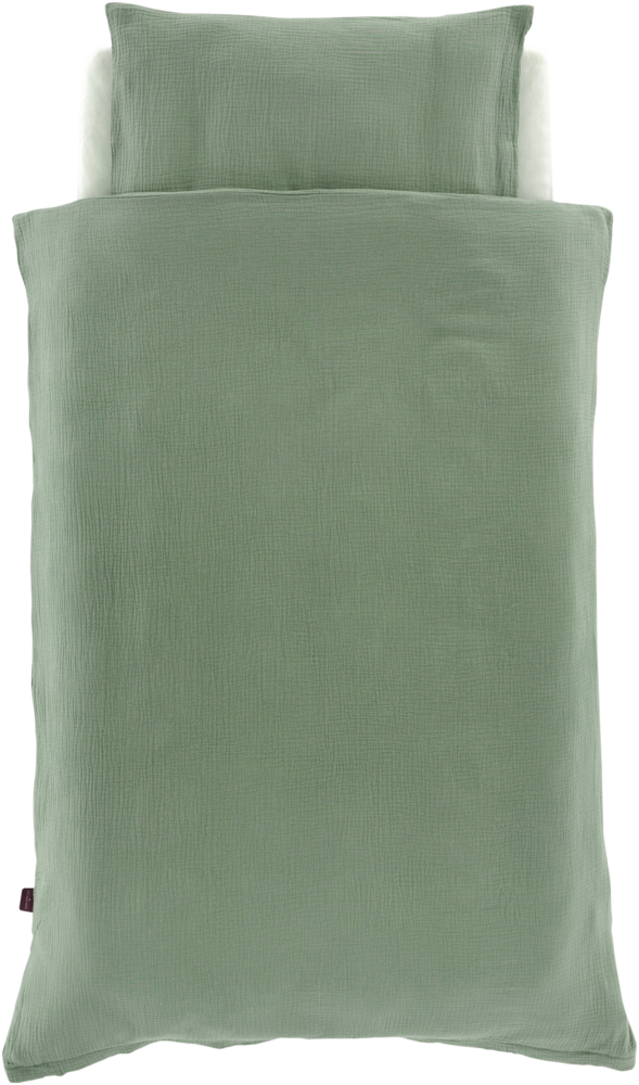 Bettwäsche Baumwollmusselin salbei grün 100/135 + 40/60 cm Bild 1