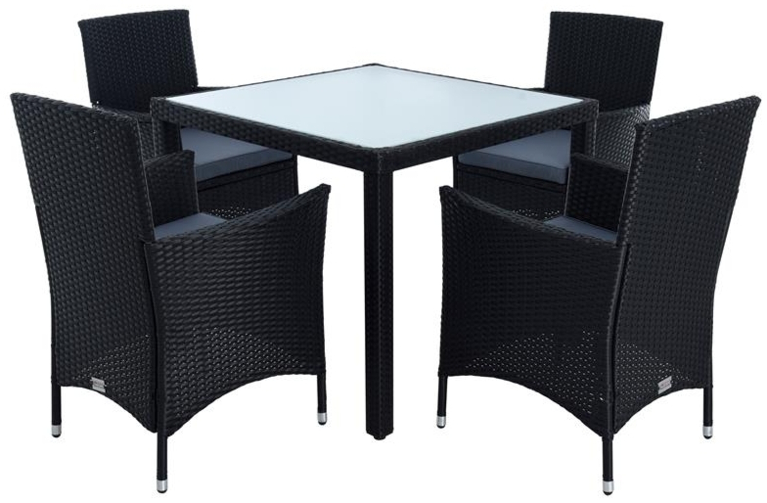 Polyrattan Sitzgruppe Gartenmöbel Set Rattan Gartenset Garten Essgruppe Schwarz Bild 1