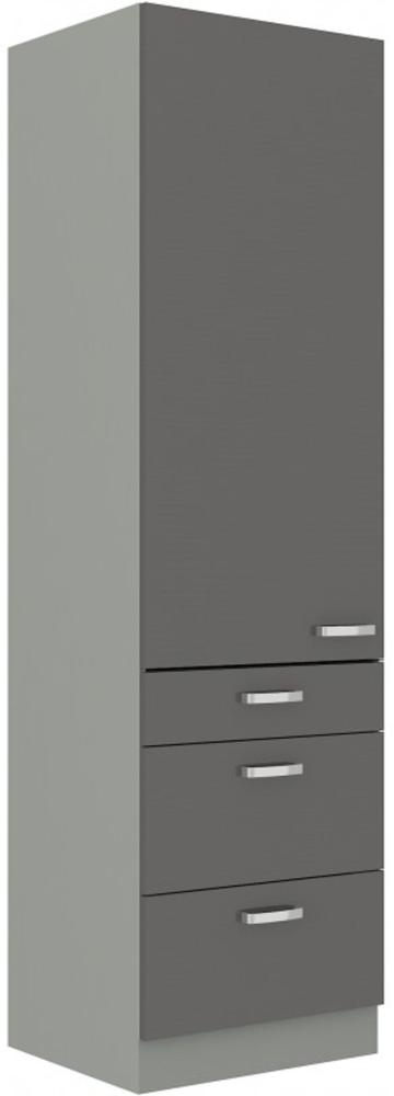 Küchen Hochschrank 60 Bianca Grau Hochglanz + Grau Küchenzeile Küchenblock Grey Bild 1