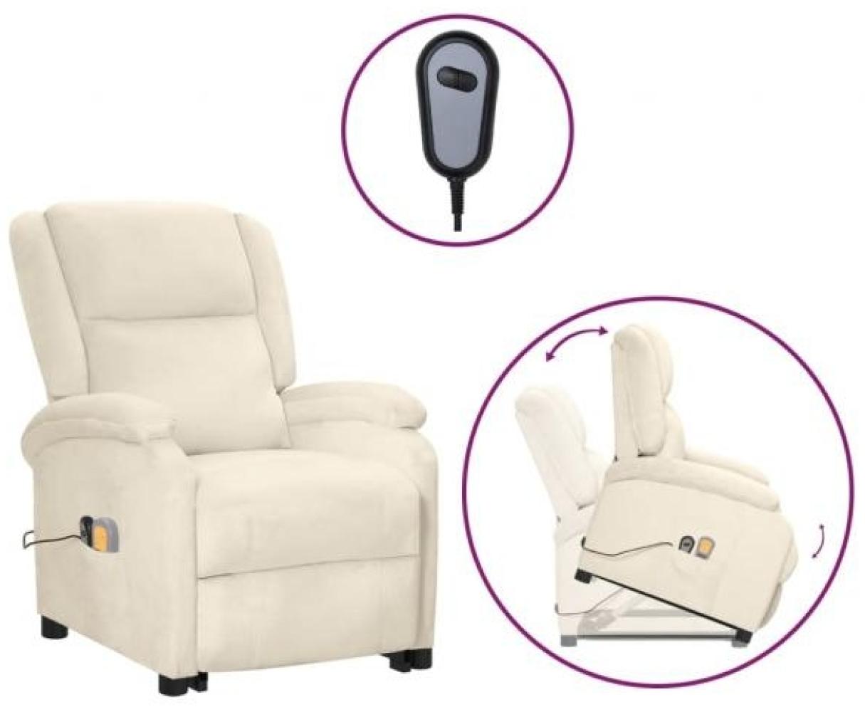 vidaXL Massagesessel mit Aufstehhilfe Creme Samt 3124845 Bild 1