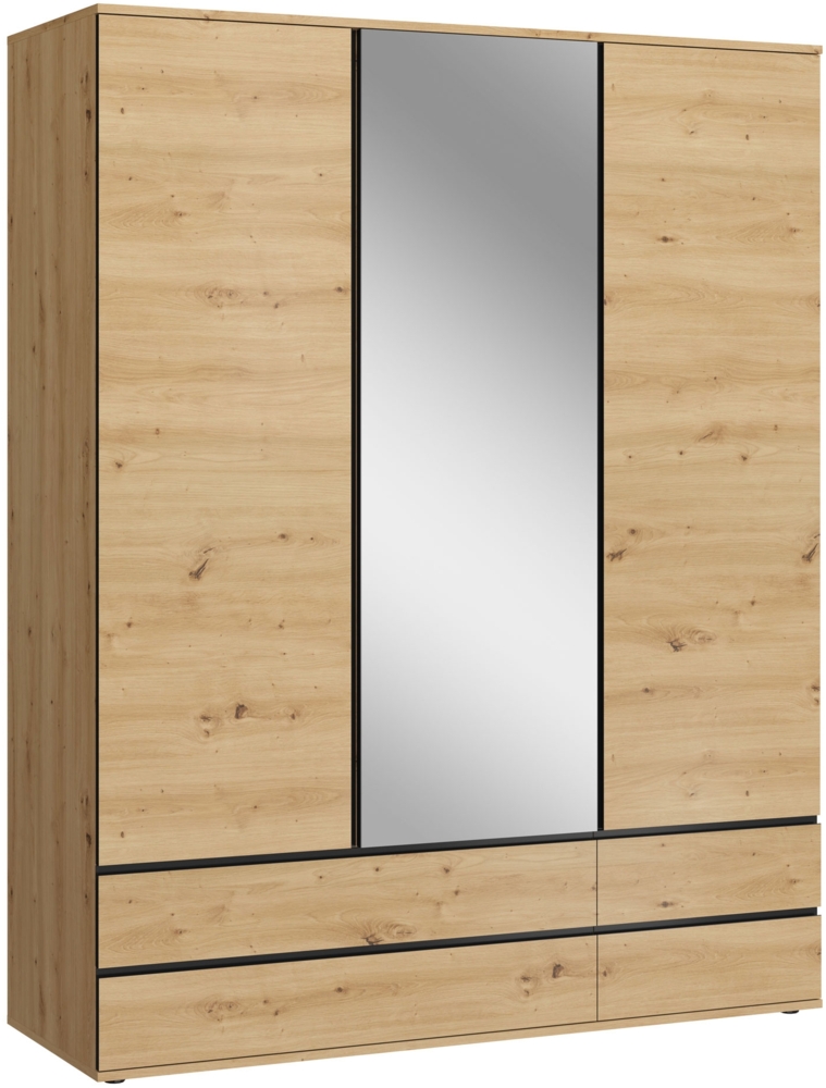 Kleiderschrank Naxos Drehtürenschrank Spiegel 165cm artisan eiche schwarz matt Bild 1