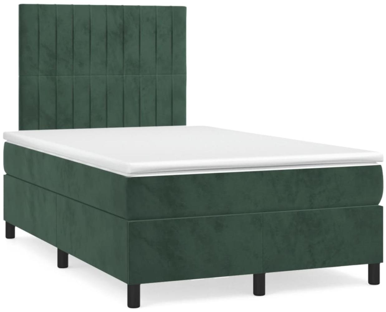 vidaXL Boxspringbett mit Matratze Dunkelgrün 120x190 cm Samt 3270010 Bild 1