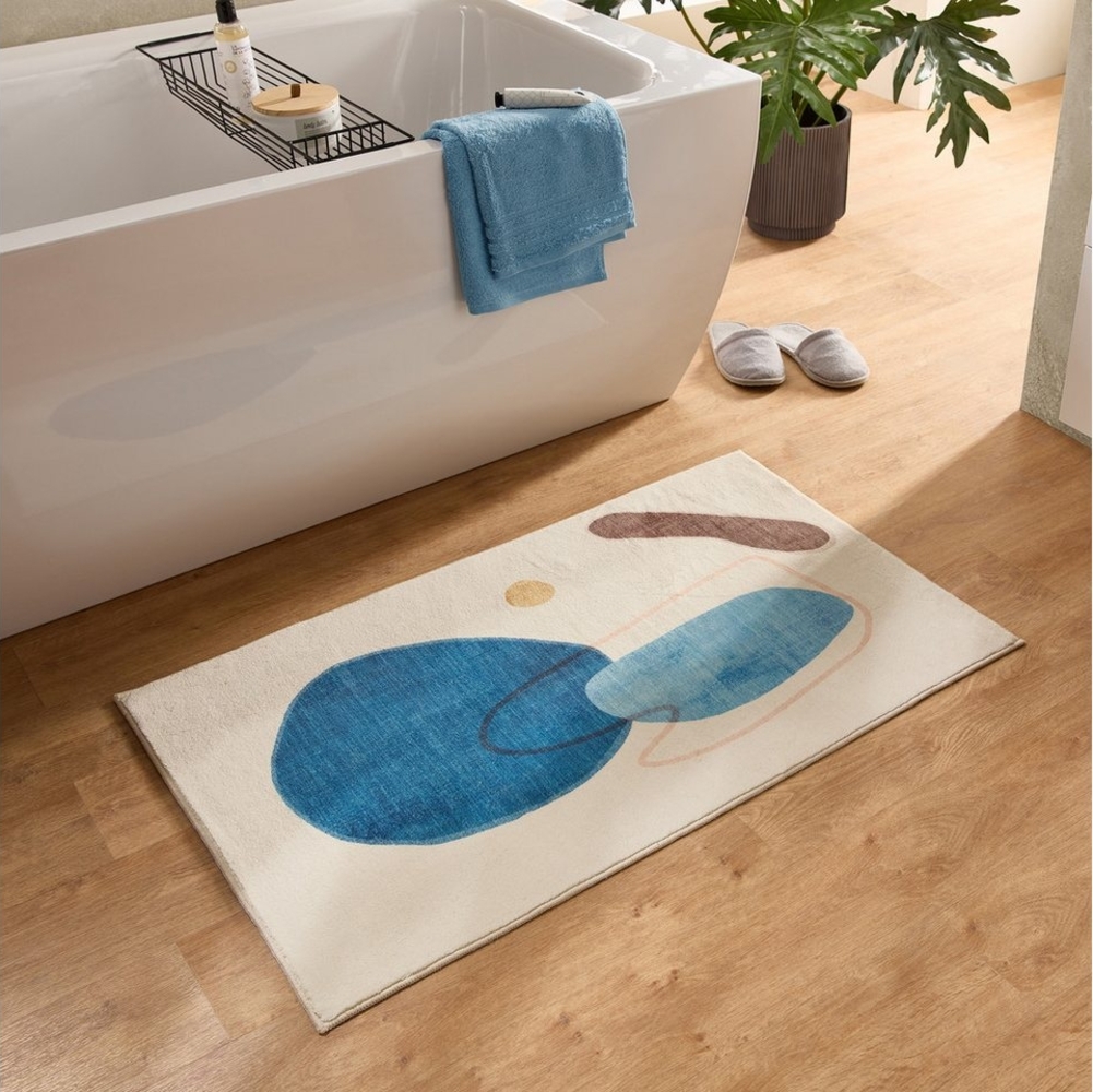 Gino Falcone Badematte Ariella GF-151, Höhe 7 mm, rutschhemmend beschichtet, fußbodenheizungsgeeignet, Polyester, rechteckig, Badteppich, bedruckt, modernes Design, weich & kuschelig Bild 1