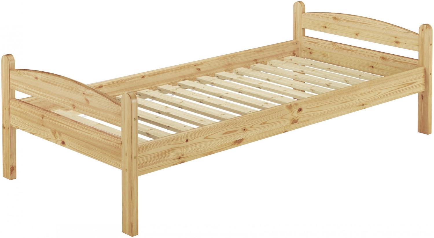 Einzelbett Futonbett 80x200 Massivholzbett Kiefer natur Bettrahmen Singlebett Rollrost 60.32-08 Bild 1