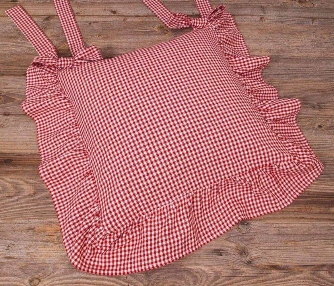 matches21 HOME & HOBBY Kissenbezüge Kissen-Bezug 40x40 cm für Stuhl-Kissen Landhaus-Stil rot kariert, (1 Stück), Baumwolle Kissen-Hülle als Esszimmer-Stuhl Sitz-Kissen Bild 1